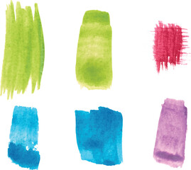 Poster - Multicolored brush strokes of watercolor paint on isolated background