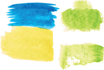 Poster - Blue and green brush strokes with watercolor paint on isolated background