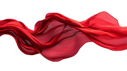 Poster - A swirling mass of red fabric forming a loop in mid-air, edges twisting dynamically with fluid movement, isolated on transparent background