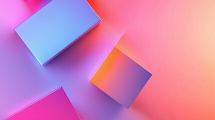 Poster - vibrant geometric shapes displayed against a colorful gradient background in an artistic layout