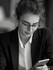 Canvas Print - Business Professional Woman Texting