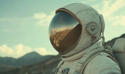 Wall Mural - a space astronaut, in the environment of outer space.
