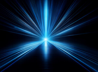 Wall Mural - abstract image of blue light streaks radiating from a central point, creating a dynamic and futurist
