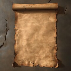 Poster - Old paper scroll on transparent background. Worn parchment displays age, time. Antique style paper looks like ancient document. Vintage aesthetic for history fantasy themes. Suitable for history