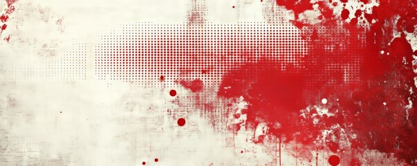 Wall Mural - Grungy texture background with modern halftone effect in red and white.