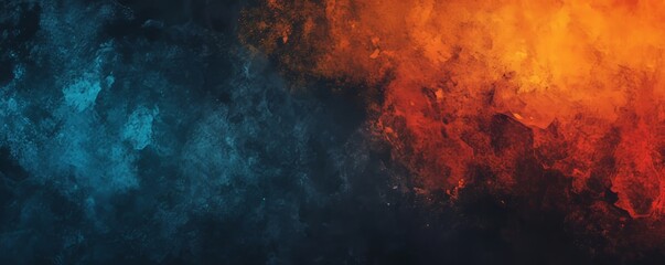 Wall Mural - Noise texture grainy background, orange blue red black abstract glowing color gradient shape, dark retro banner poster header backdrop design