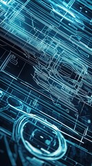 Poster - Abstract Futuristic Technology Blueprint Design