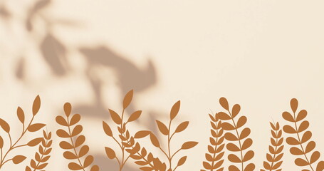 Poster - Image of shadow of leaves and plants on beige background