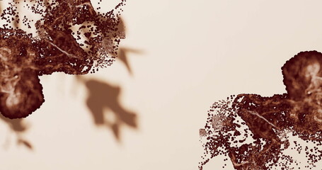 Poster - Image of silhouettes of branch with leaves and spots over beige background