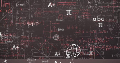 Poster - Image of mathematical equations on black background