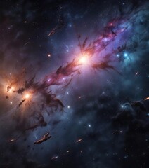 Wall Mural - space background with bright starfield and cosmic texture, universe, cosmic, space
