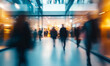 © The Pixel Store - Motion blur of people walking in the morning rush hour, busy modern life, Ai