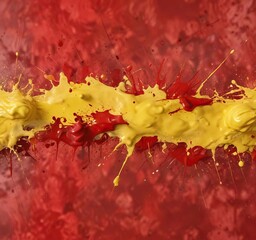 Wall Mural - Red and yellow background with bold splatters of paint, background, bold , art