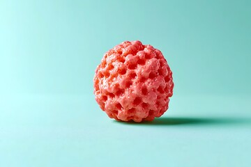 Poster - Coral-colored, textured sphere on a mint green background.