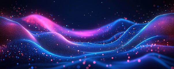 Aufkleber - abstract tech background with vibrant glowing lines, dots. dynamic flow of digital energy. modern, f