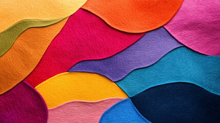 Poster - Colorful felt fabric background forming wavy pattern