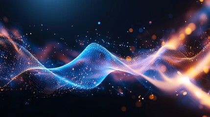 Poster - colorful abstract waves of light illustrating energy and motion in a digital environment