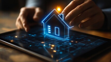 Poster - Businessman showcases innovative holographic technology for real estate applications