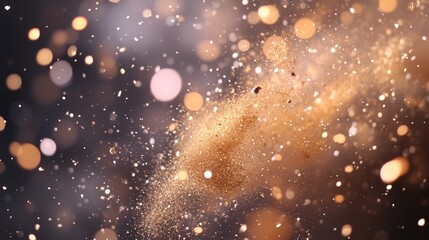 Poster - sparkling golden particles dance in the air, creating a magical atmosphere during a nighttime celebr