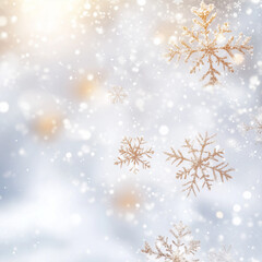 Wall Mural - a close-up view of delicate snowflakes on a bright background, perfect for winter or holiday themed 