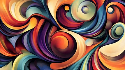 Wall Mural - abstract swirling colorful lines and curves design