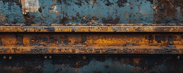 Aufkleber - Rusty metal beams crossing corroded metal surface industrial background