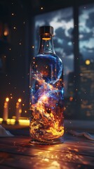 Wall Mural - cosmic elixir in glass bottle