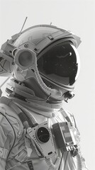Wall Mural - astronaut's gaze: a striking monochrome close-up of an astronaut's helmet, capturing the detail and 