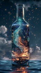 Wall Mural - cosmic message in a bottle