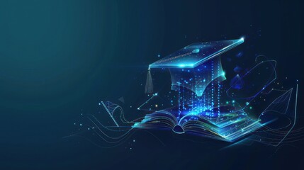 digital graduation cap on book