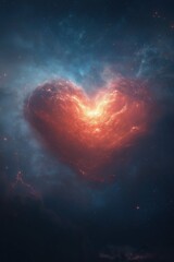 Wall Mural - A heart-shaped galaxy with a red glow
