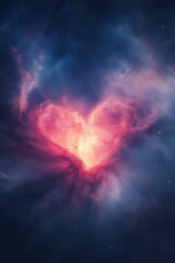 Wall Mural - A heart is shown in the middle of a starry sky