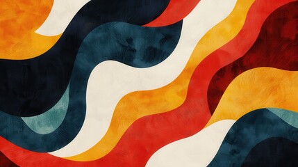 Poster - Abstract Artistic Background Template Featuring Vibrant Curves and Swirls in Bold Colors