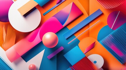 Poster - Colorful Geometric Composition with Abstract Shapes and Smooth Textures for Branding Concepts