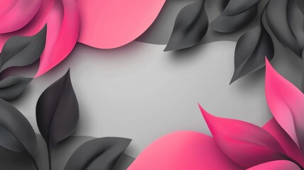 Poster - Smooth Gradient Background Featuring Pink and Black Leaves with a Soft Mockup Design