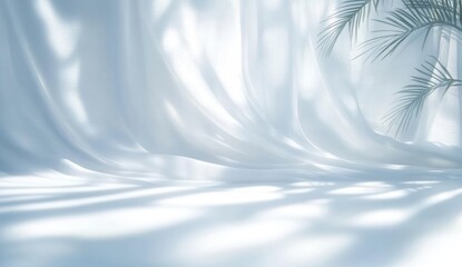 Poster - Light and Shadow on Sheer White Curtain with Ethereal Atmosphere