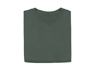 Wall Mural - heather forest green colour blank fashion folded tee front mockup template