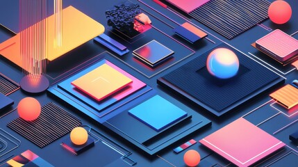 Poster - Sleek High Quality Graphic Design Mockup Featuring Abstract Geometric Shapes and Vivid Colors