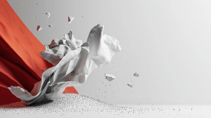 Poster - Minimalistic Creative Background Mockup with Textured Fabric and Abstract Elements