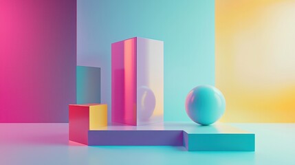 Poster - Minimalistic Visual Mockup with Geometric Shapes and Soft Pastel Colors for Portfolio Showcase