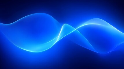 Poster - Abstract Blue Curvy Lines Neon Light Background Modern Minimalist Wallpaper