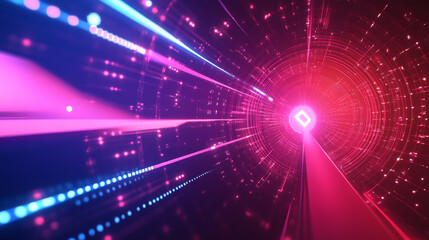 Poster - abstract red neon arrow light glow background. futuristic cyber laser line motion banner for casino.