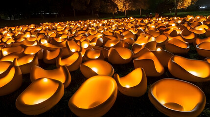 Poster - Illuminated art installation outdoor park photography evening creative concept