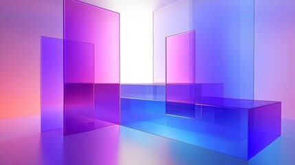 Leinwandbilder - Abstract Geometric Background with Translucent Shapes in Purple Blue and Pink Gradient