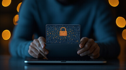 Aufkleber - Secure online payment with digital lock on laptop screen