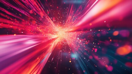 Poster - Vibrant explosion of colors creates a stunning visual effect in a cosmic landscape during a digital art creation