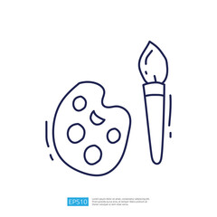 Poster - A simple line drawing of a painter's palette and a paintbrush, symbolizing creativity and artistic expression.
