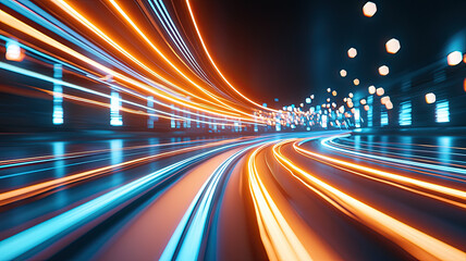 Wall Mural - dynamic light trails create vibrant, futuristic atmosphere