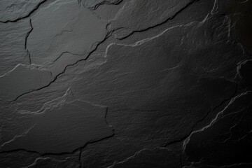 Poster - Black Slate Texture Background Dark Grey Stone Surface Abstract Minimalist