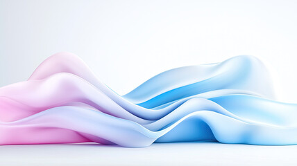 Poster - Soft flowing waves in pink and blue hues create serene atmosphere
